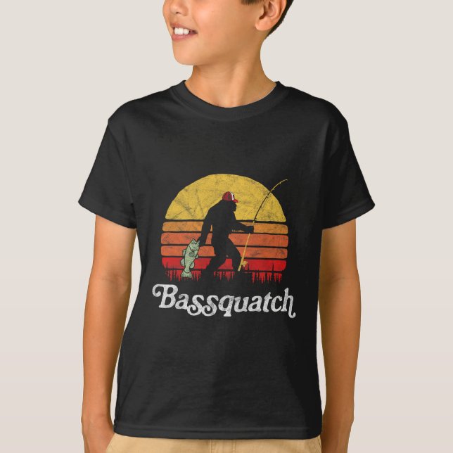 T-shirt Bquatch ! Funny Bigfoot Fishing Extérieur Retro (Devant)