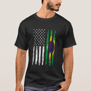 T-shirt Br Drapeau Br À Moitié Américaine Et Brésilienne