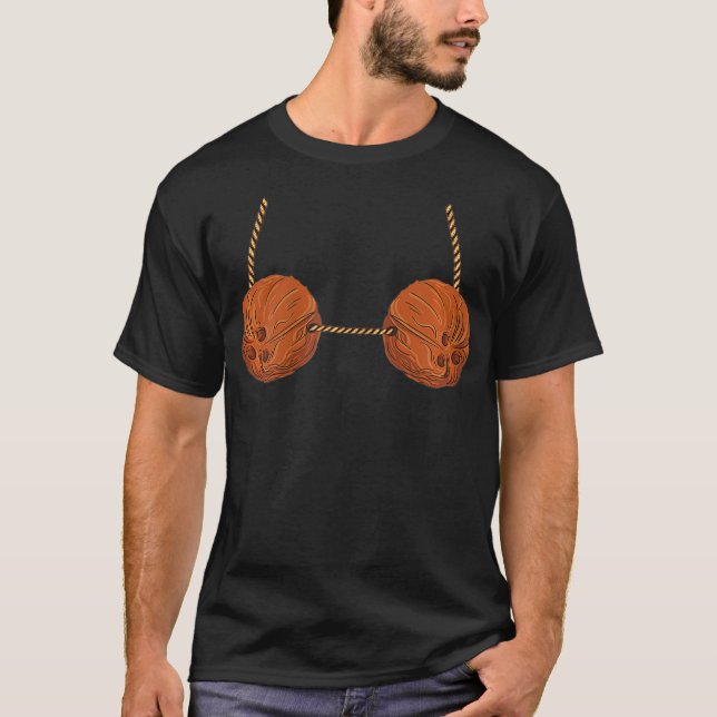T-shirt Bra de noix de coco d'été Costume d'Halloween drôl (Devant)