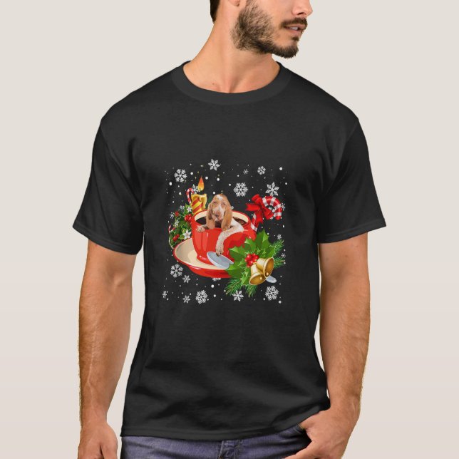 T-shirt Bracco Italiano Et Café Noël Neige Lumière Pa (Devant)