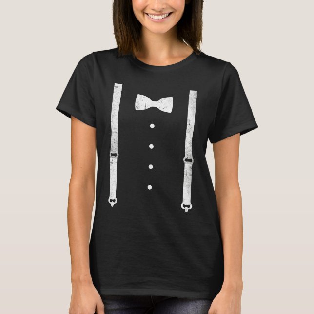 T-shirt Braces Bow Tie Dress Code Black Tie Party (Devant)
