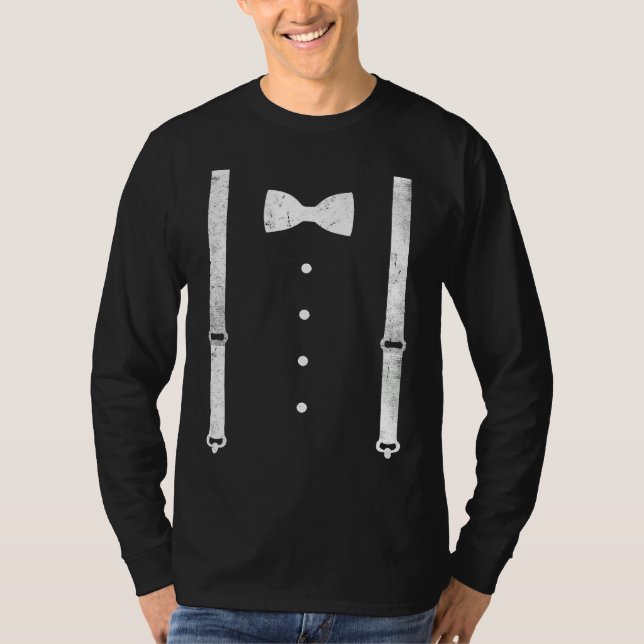 T-shirt Braces Bow Tie Dress Code Black Tie Party (Devant)