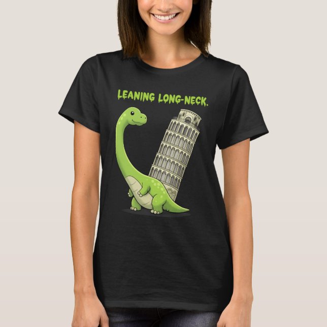 T-shirt Brachiosaure mignon au long cou penché & Tour penc (Devant)