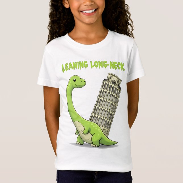 T-Shirt Brachiosaure mignon au long cou penché & Tour penc (Devant)