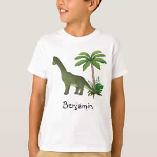 T-shirt Brachiosaure Mignon Et Palmier Avec Le Nom De L'en