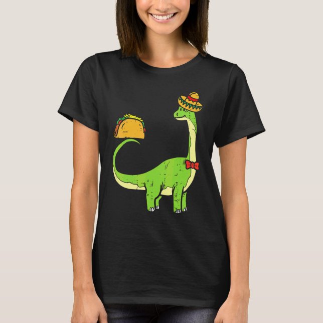 T-shirt Brachiosaurus Brontosaurus Taco Cinco De Mayo Mexi (Devant)