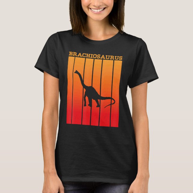 T-shirt Brachiosaurus Shadow Silhouette Au Coucher Du Sole (Devant)
