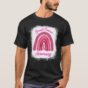 T-shirt Braille Cancer Awareness Bleached Rainbow Pink Rib