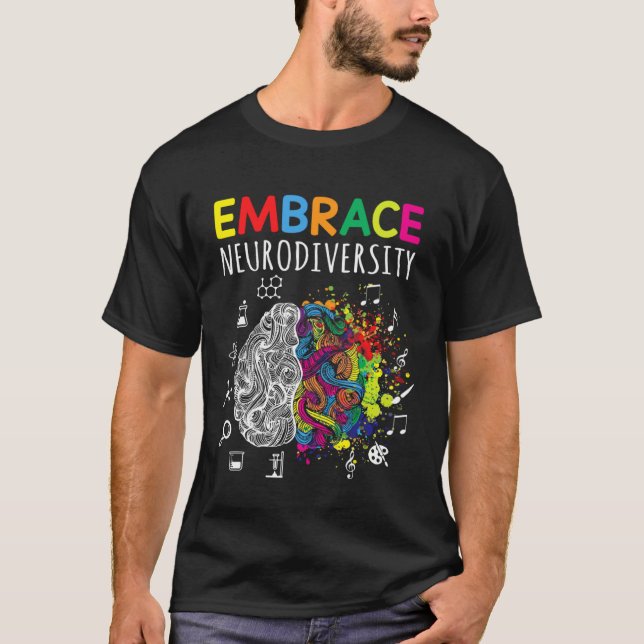 T-shirt Brain Embrace Neurodiversity Autism Awareness Mont (Devant)