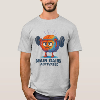 T-shirt Brain Gains Activated – Funny Motivational Gym Bra