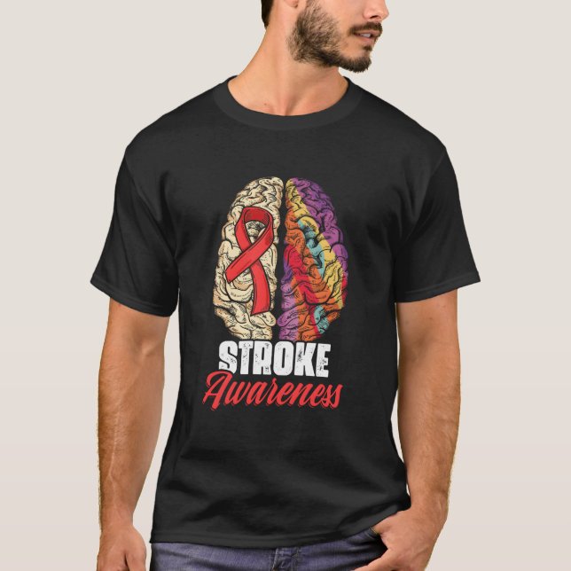 T-shirt Brain Stroke Survivor Red Ribbon Stroke Awareness (Devant)