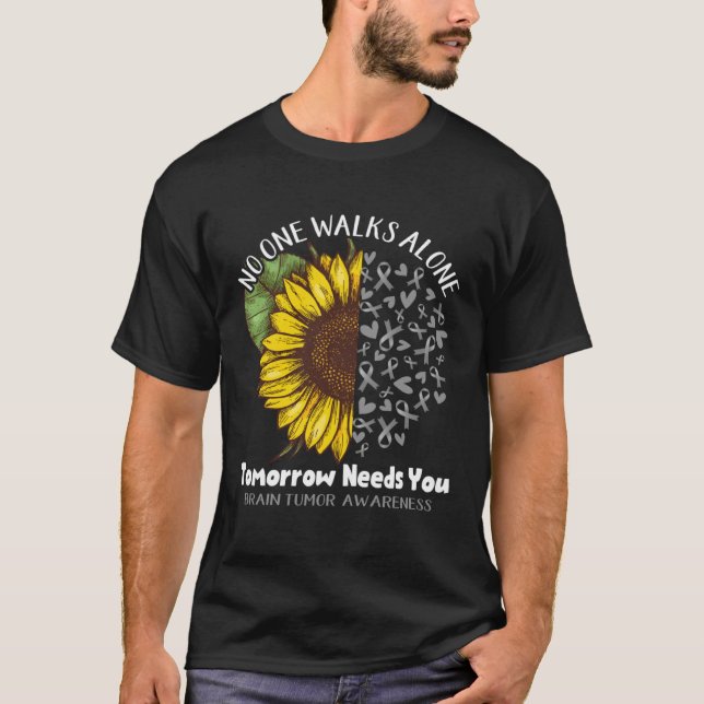 T-shirt Brain Tumor Awareness NO ONE WALKS ALONE TOMORROW  (Devant)