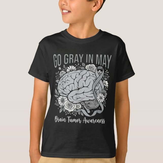 T-shirt Brain tumor awareness wear gray in may strong (Devant)