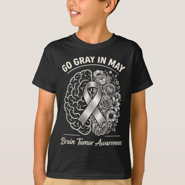 T-shirt Brain tumor awareness wear gray in may strong (Devant)