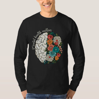T-shirt Brain Wildflowers Mental Health Matters Caring & S
