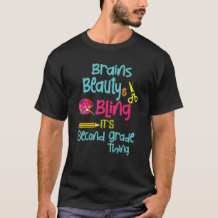 T-shirt Brains Beauty Bling Son école de 2e année G