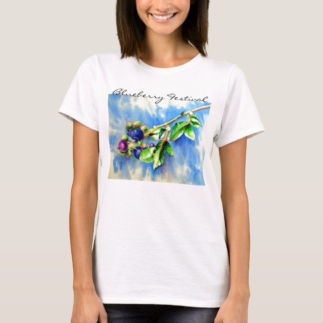 T-shirt Branche de bleuet, aquarelle (Devant)