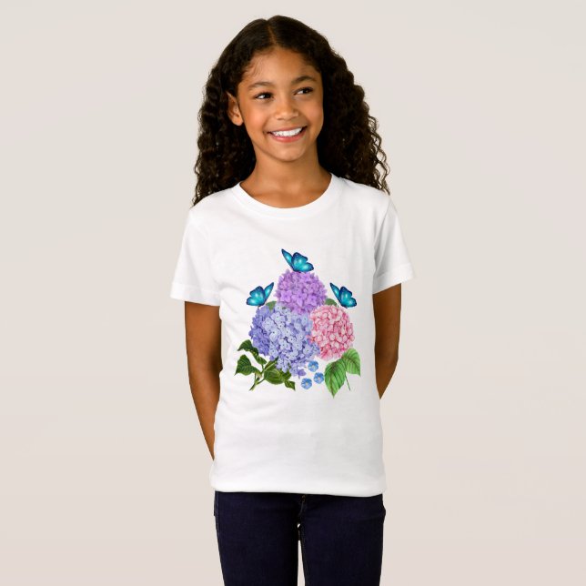 T-Shirt BRANCHE D'HYDRANGES AVEC BOUTEILLE (Devant entier)