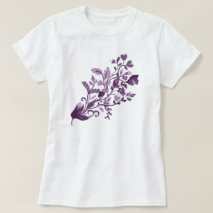 T-shirt Branche fleurie violette