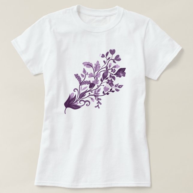 T-shirt Branche fleurie violette (Design devant)