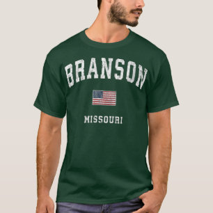 T-shirt Branson Missouri MO Vintage American Flag Sports