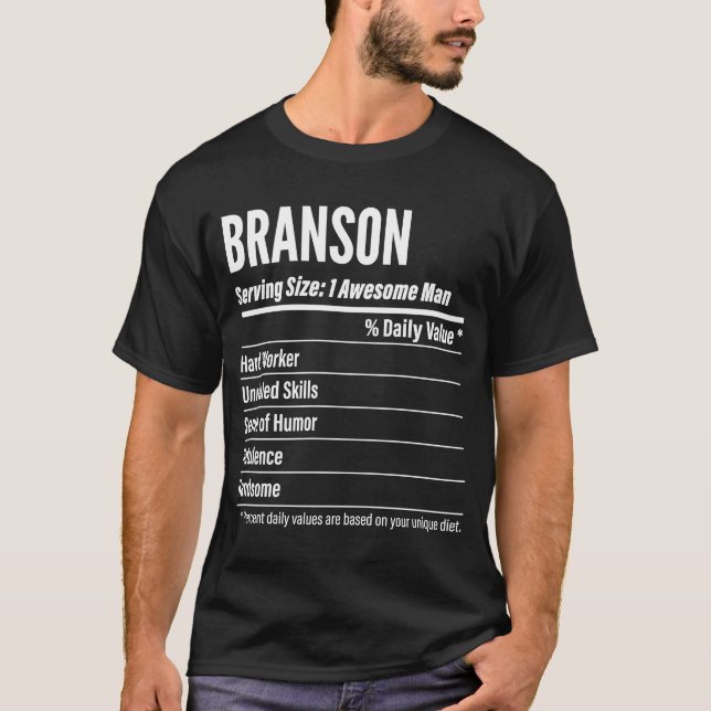 T-shirt Branson  Nutritional Facts Serving Size Calories (Devant)
