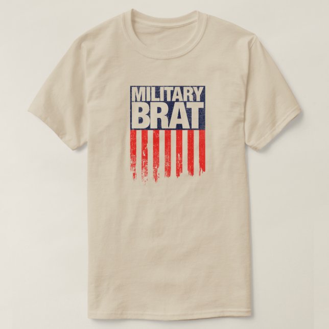 T-shirt Bras militaire avec drapeau Patiné (Design devant)