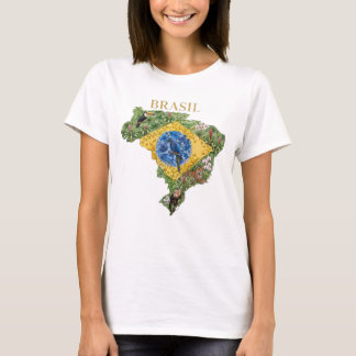 T-shirt Brasil Botanical Map Wildlife Tropical