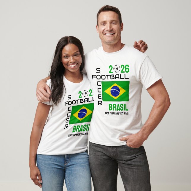 T-shirt BRASIL BRÉSIL Football Nom personnalisé 2026 TOUTE (Unisexe)