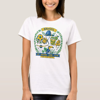 T-shirt Brasil Culture Badge Cafe Samba Futebol Amazonia