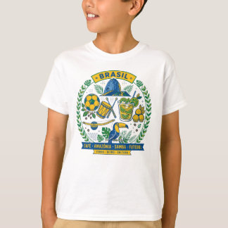 T-shirt Brasil Culture Badge Cafe Samba Futebol Amazonia