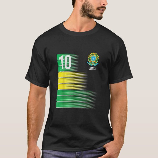 T-shirt Brasil Drapeau Numéro 10 Brésil Football (Devant)