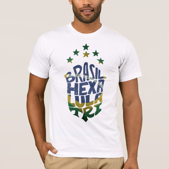 T-shirt Brasil Hexa Lula Tri world cup (Devant)