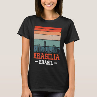 T-shirt Brasilia Brasil Retro Vintage Sunset Skyline Brasi