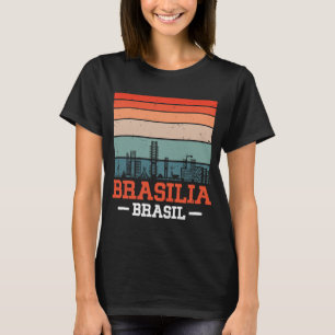 T-shirt Brasilia Brasil Retro Vintage Sunset Skyline Brasi