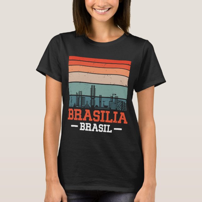 T-shirt Brasilia Brasil Retro Vintage Sunset Skyline Brasi (Devant)