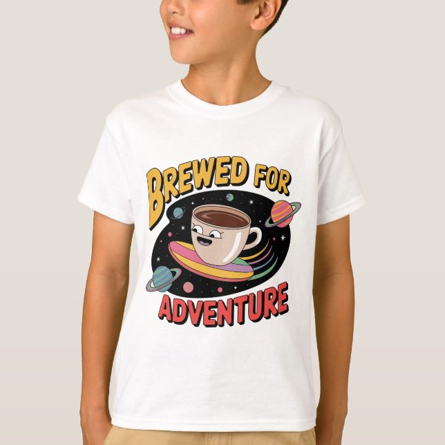 T-shirt Brassé pour l'aventure - Voyageur de l'espace café (Devant)