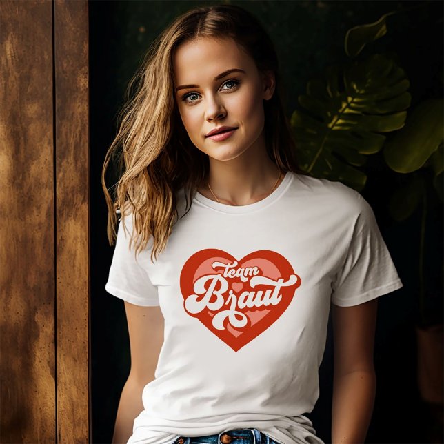 T-shirt Braut Und Team Braut Bachelorette Retro Herz (Créateur téléchargé)
