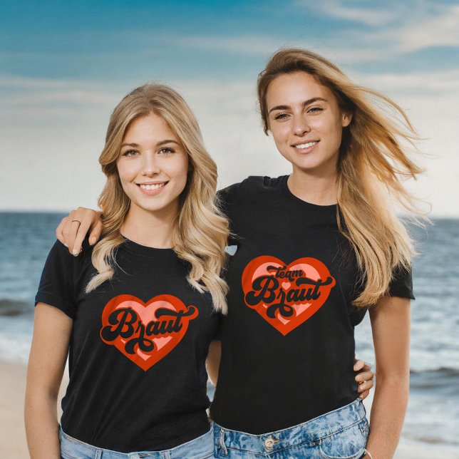 T-shirt Braut Und Team Braut Bachelorette Retro Herz (Créateur téléchargé)