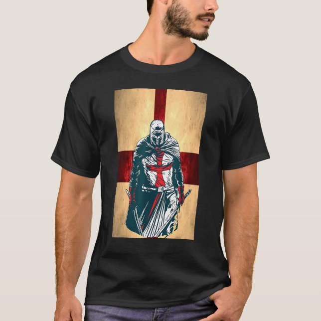 T-shirt Brave Christian Crorusader Guerrier Angleterre Dra (Devant)