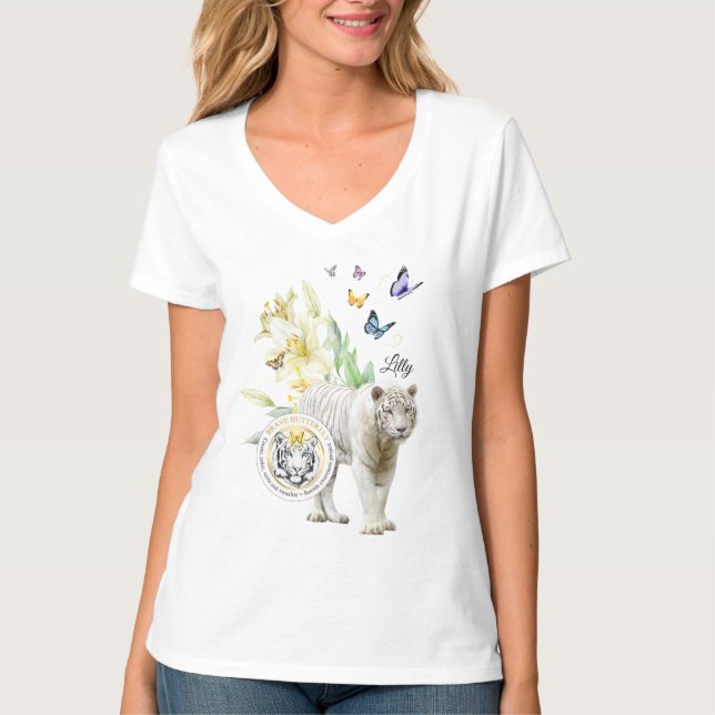 T-shirt brave papillon Be the Change White Tiger (Devant)