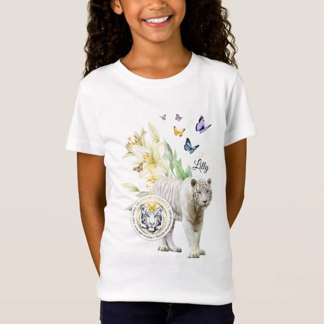 T-shirt brave papillon Be the Change White Tiger (Devant)