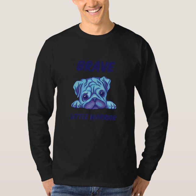 T-shirt Brave Petit Guerrier Chien race Carlin visage (Devant)