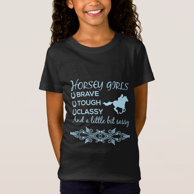 T-Shirt Brave Tough Classy Cheval Girl en T-Shir bleu clai (Devant)