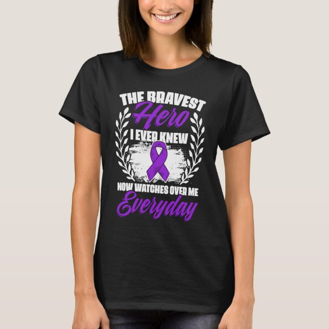 T-shirt Bravest Hero Ever Knew  Lupus Purple Ribbon Lupus  (Devant)