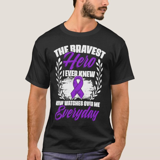 T-shirt Bravest Hero Ever Knew  Lupus Purple Ribbon Lupus  (Devant)
