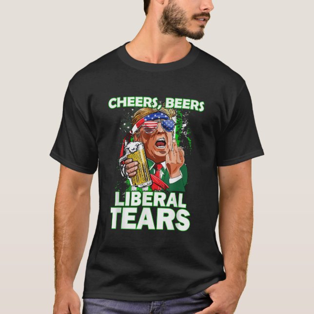 T-shirt Bravo Bières Larmes libérales Trump Holding Bière  (Devant)