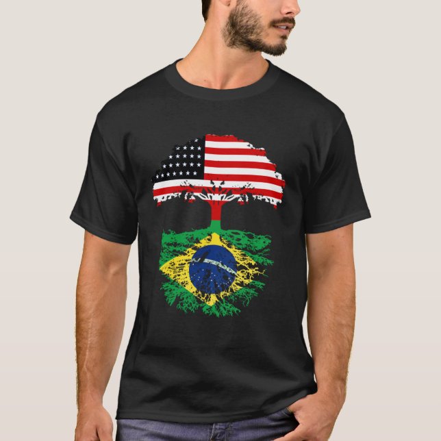 T-shirt Brazil Brasil Roots American Grown  For Men Women  (Devant)