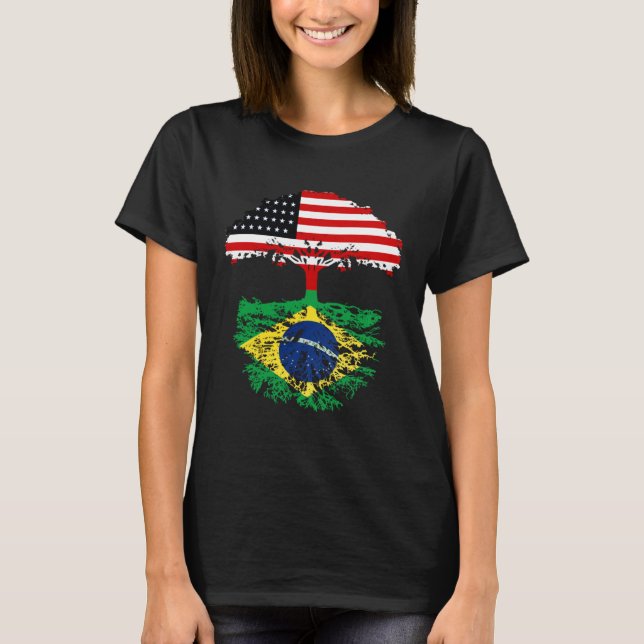 T-shirt Brazil Brasil Roots American Grown  For Men Women  (Devant)