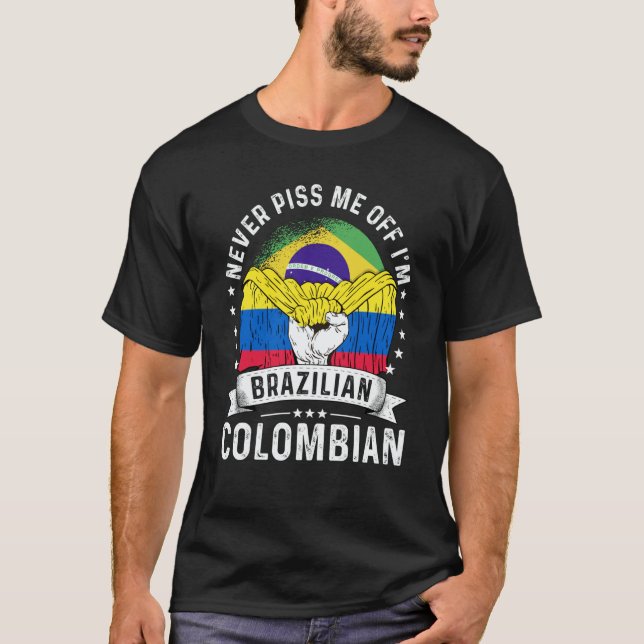 T-shirt Brazil Flag Colombia Grown  Humor Citizen Pride (Devant)